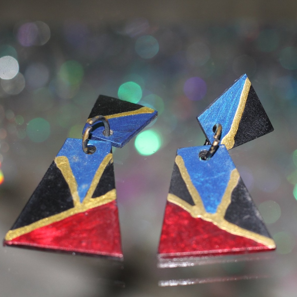 Multi Color Square Earrings